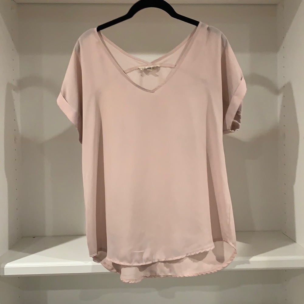 Size medium blush pink short sleeve polyester top